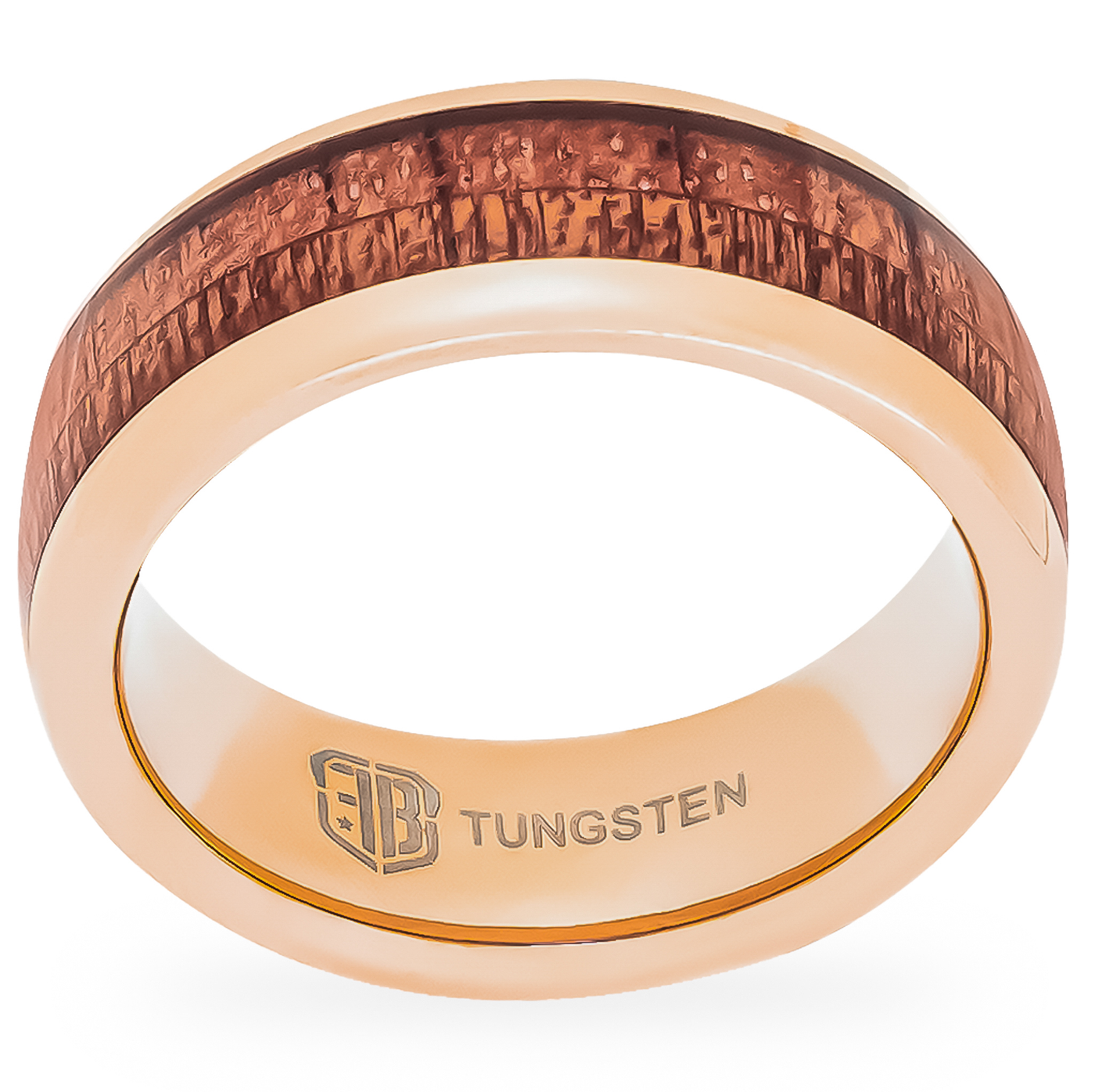 Wood inlaid wedding band for men